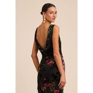 Lulus Declan Black Floral Burnout Cowl Back Maxi Dress - Size XS